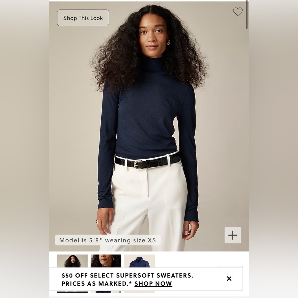 J. Crew Tissue Turtleneck Size Medium Navy Blue NEW WITH TAGS